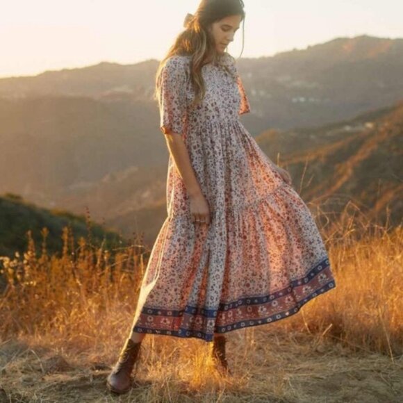 Christy Dawn The Theo Dress in Sand Anemone Vine - Picture 1 of 4